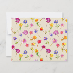 Cartão De Agradecimento Boho Pansies Whimsical Illustrated