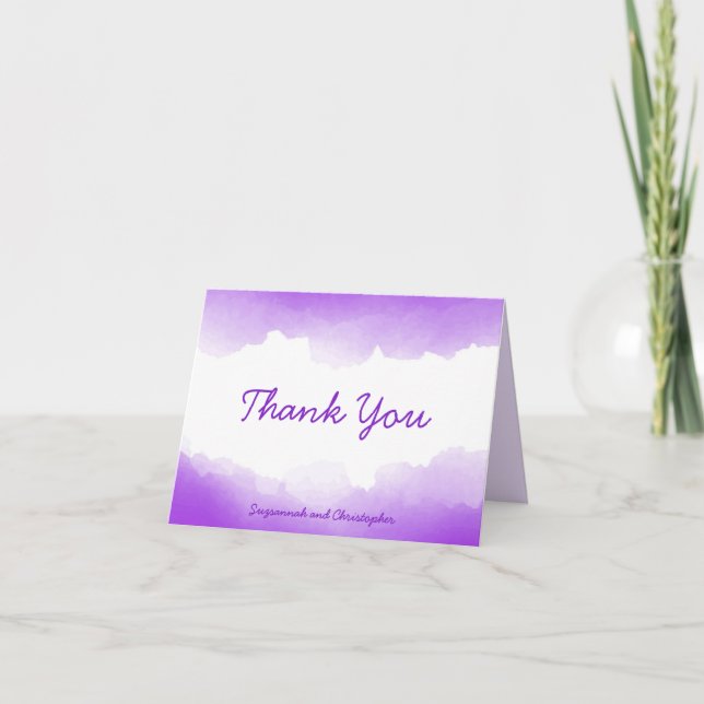 Cartão De Agradecimento Boho Pastel Purple Ombre Watercolor Personalizado (Frente)