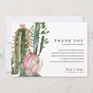 CARTÃO DE AGRADECIMENTO BOHO PINK DESERTO CACTUS FLORAL WATERCOLOR WEDTING