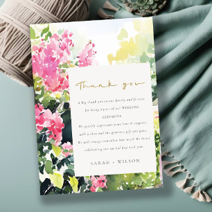 Cartão De Agradecimento Boho Pink Green Tropical Bougainvillea Weding