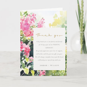 Cartão De Agradecimento Boho Pink Green Tropical Bougainvillea Weding