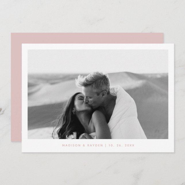 Cartão De Agradecimento Boho Pink Simple Photo Code Casamento (Frente/Verso)