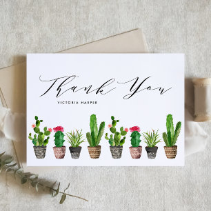 Cartão De Agradecimento Boho Potted Succulents and Cactus Graduation