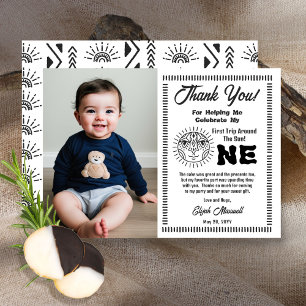 Cartão De Agradecimento Boho Primeira Viagem Em Torno Do Sol Aniversário O