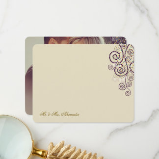 Cartão De Agradecimento Boho Purple Dots & Spirals Casamento de Foto Elega