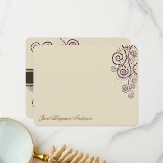 Cartão De Agradecimento Boho Purple Dots & Spirals Elegante Bar/Bat Mitzva