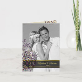 Cartão De Agradecimento Boho Purple Ethnic Spirals Elegante Foto de Casame