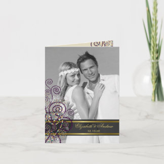 Cartão De Agradecimento Boho Purple Ethnic Spirals Elegante Foto de Casame
