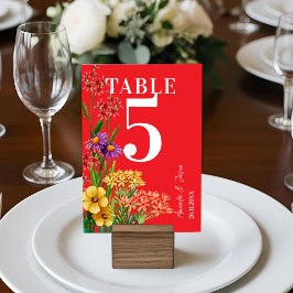 Cartão De Agradecimento Boho Purple Orange Wildflower Table Number