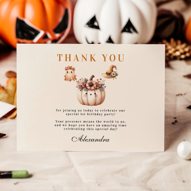 Cartão De Agradecimento Boho Rainbow Spooky Primeiro Aniversário (Criador carregado)