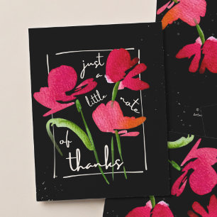 Cartão de agradecimento Boho Red Wildflower Script