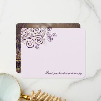 Cartão De Agradecimento Boho Roxo Pontos Espirais Foto Elegante Casamento