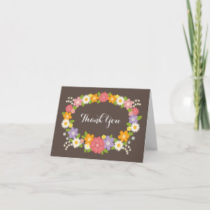 Cartão De Agradecimento Boho Rustic Floral Wreath Wedding