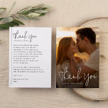 Cartão De Agradecimento Boho Script & Classic Typografia Foto Casamento<br><div class="desc">Um cartões de agradecimentos fotográfico moderno que combina com a nossa coleção Boho Script & Classic Typografia 2 Photos Wedding. Este design apresenta uma foto de noivado da sua escolha e "obrigado você" está escrito em um script manuscrito de boho. A parte de trás do design apresenta uma mensagem personalizada...</div>