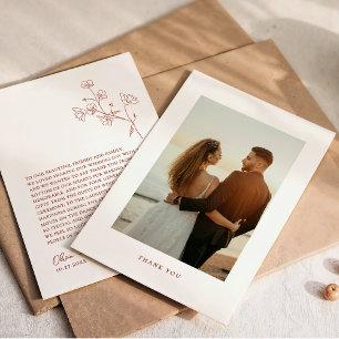 Cartão De Agradecimento Boho Sienna Terracotta Casamento Floral