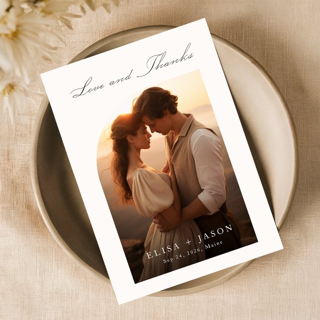 Cartão De Agradecimento Boho Simple Foto Moderna Casamento (Criador carregado)