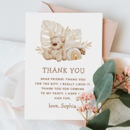 Cartão De Agradecimento Boho Teddy Bear | Festa de Aniversário de criança 