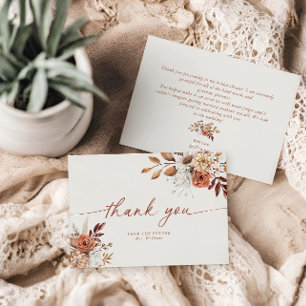 Cartão de Agradecimento Boho Terracota para Chá de