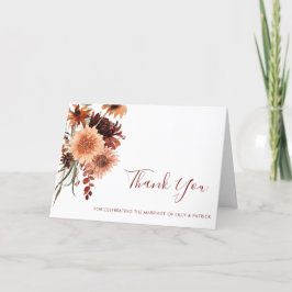 Cartão De Agradecimento Boho Terracotta Floral Wedding