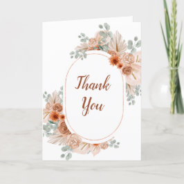 Cartão De Agradecimento Boho Terracotta Pampas Grass Birthday