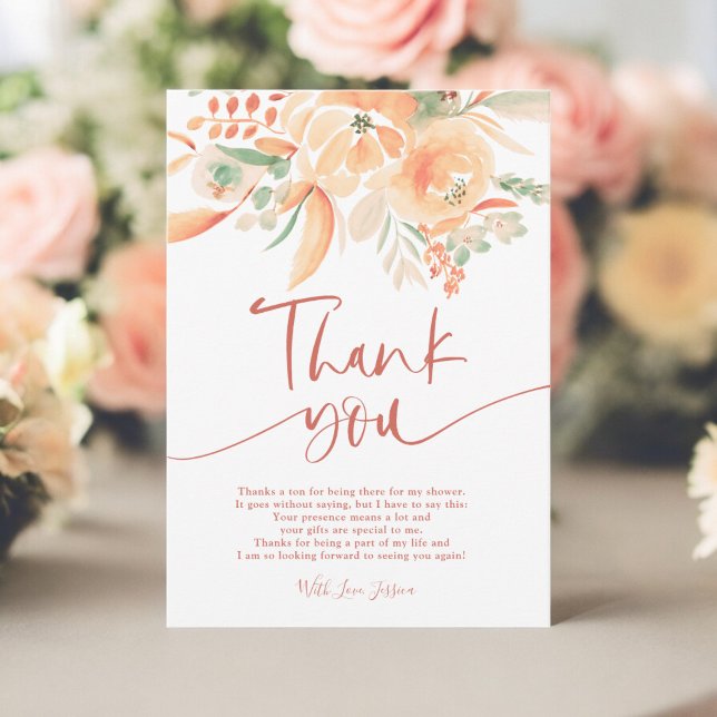 Cartão De Agradecimento Boho Terracotta Pintado à Mão Chás de Noiva (Boho Terracotta Hand-Painted Bridal Shower Thank You Card)