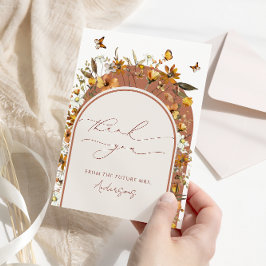 Cartão De Agradecimento Boho Terracotta Wildflower Arch Chá de panela