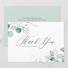 Cartão De Agradecimento Boho Watercolor Eucalyptus Deixa Casamento