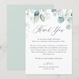 Cartão De Agradecimento Boho Watercolor Eucalyptus Deixa Casamento