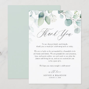 Cartão De Agradecimento Boho Watercolor Eucalyptus Deixa Casamento