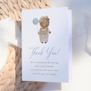Cartão De Agradecimento Boho Watercolor Woodland Bear Revelação de Gênero