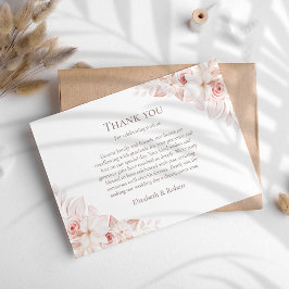 Cartão De Agradecimento Boho White & Blush Pink Roses Casamento Obrigado