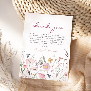 Cartão De Agradecimento Boho Wildflower Chá de fraldas