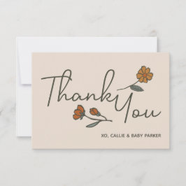 Cartão De Agradecimento Boho Wildflower Personalizado Obrigado Flat