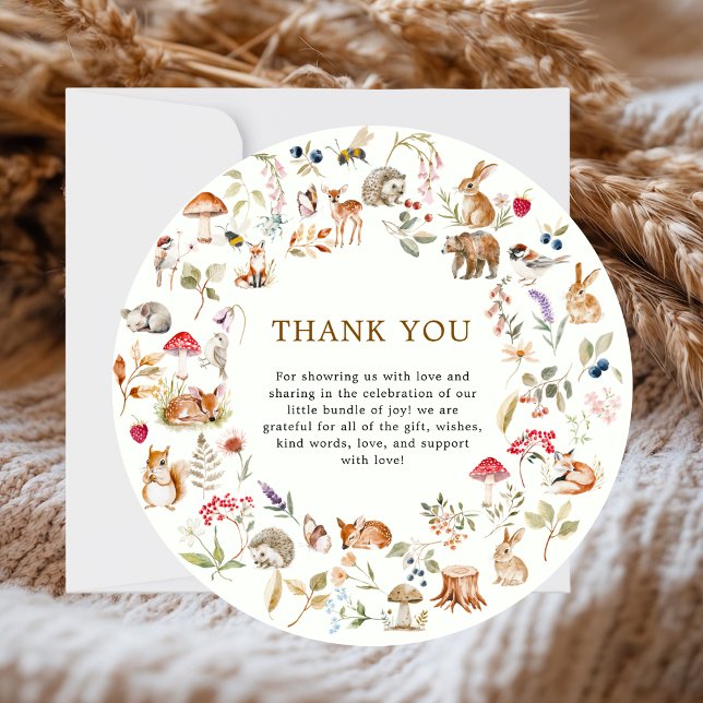 Cartão De Agradecimento Boho Woodland Animals Wreath Baby Shower (Criador carregado)