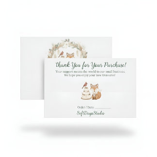 Cartão De Agradecimento Boho Woodland Fox Small Business Thank You Card