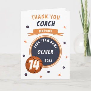 Cartão De Agradecimento Bola de Basquete Moderna Obrigado Treinador 