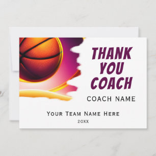 Cartão De Agradecimento Bola de Basquete Moderna Obrigado Treinador