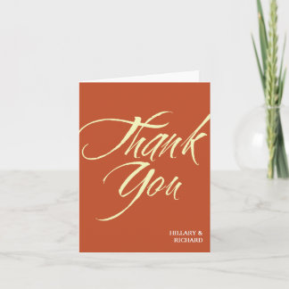 Cartão De Agradecimento Bold brush stroke brick red thank you cards