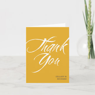 Cartão De Agradecimento Bold brush stroke golden yellow thank you cards