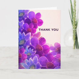 Cartão De Agradecimento Bold Floral Thank You Card Modern Purple Blue