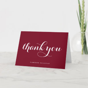 Cartão De Agradecimento Bold Modern Calliografia Burgundy