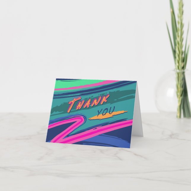 Cartão De Agradecimento Bold Nineties Folded Thank You Card (Frente)