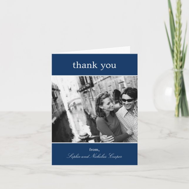 Cartão De Agradecimento Bold Reminder Thank You Cards (Navy) (Frente)