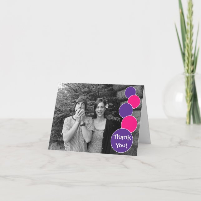 Cartão de agradecimento Bolhas (Roxo / Rosa Magent (Frente)