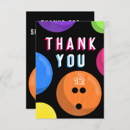 Cartão De Agradecimento Boliche Festa de aniversário Boliche cósmica Neon