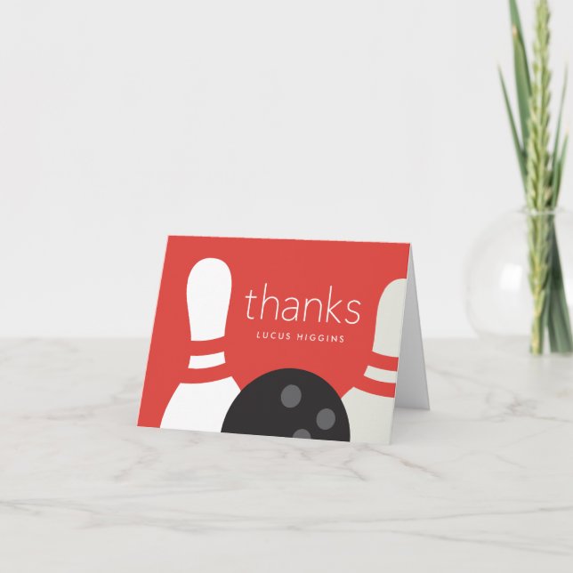 Cartão De Agradecimento Boliche moderna (Frente)