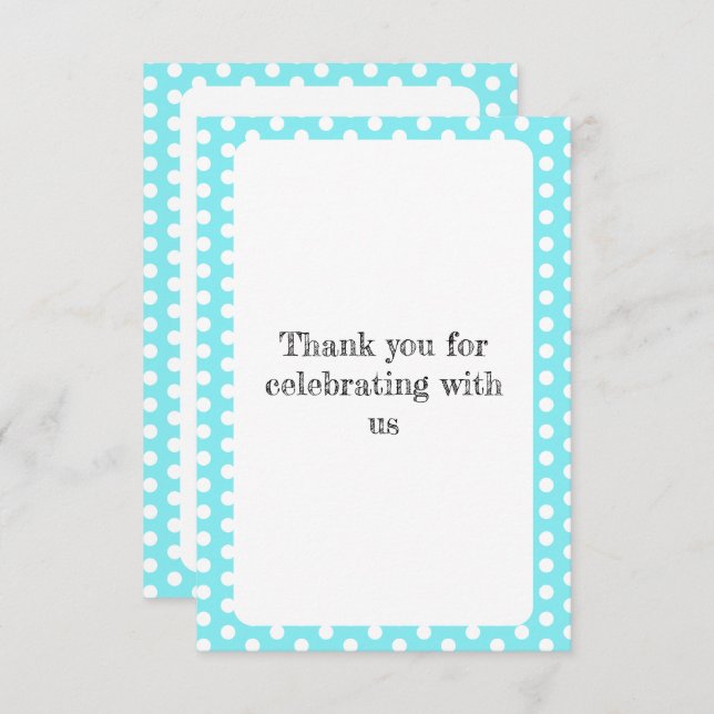 Cartão De Agradecimento Bolinhas Azuis E Brancas 50º Aniversário (Frente/Verso)