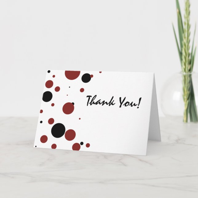 Cartão De Agradecimento Bolinhas brancas e pretas Obrigado (Frente)