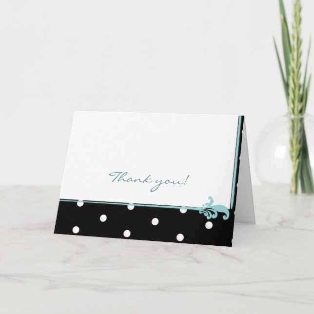 Cartão De Agradecimento Bolinhas preto e branco (Frente)