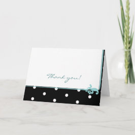 Cartão De Agradecimento Bolinhas preto e branco